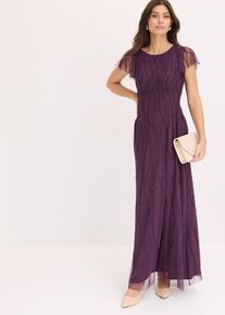 bonprix Maxikleid aus zartem T&uuml;ll mit Perlenstickerei, lila, Gr.50, Modern und feminin: Abendkleid in Maxi-L&auml;nge aus zartem T&uuml;ll mit Perlenstickerei
