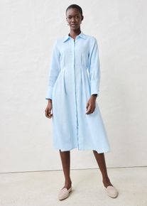 bonprix Hemdblusenkleid aus reinem Leinen, blau, Gr.38, charmantes Leinenkleid figurumspielend, aus Leinen