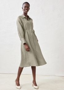 bonprix Hemdblusenkleid aus reinem Leinen, gr&uuml;n, Gr.48, charmantes Leinenkleid figurumspielend, aus Leinen