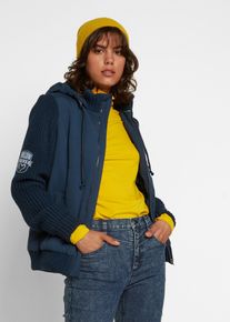 bonprix &Uuml;bergangsjacke, blau, Gr.40, Jacke in Westen-Optik mit Strick&auml;rmeln und Kapuze