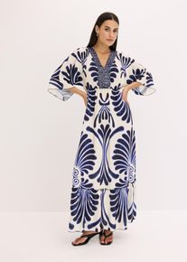 bonprix Maxikleid aus flie&szlig;ender Viskose, blau, Gr.38, sommerliches Kleid in Maxil&auml;nge mit auff&auml;lligem Druck, aus Viskose