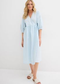 bonprix Wickelkleid aus Strukturmaterial, blau, Gr.36, Wickelkleid in k&ouml;rperumspielender Form, aus 100% Baumwolle