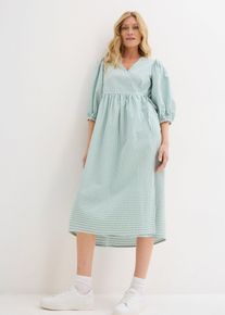 bonprix Wickelkleid aus Strukturmaterial, gr&uuml;n, Gr.42, Wickelkleid in k&ouml;rperumspielender Form, aus 100% Baumwolle