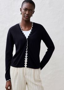 bonprix Feinstrickjacke mit Seidenanteil, schwarz, Gr.52/54 (XXL), sch&ouml;ne Feinstrickjacke mit Seidenanteil und schm&uuml;ckender Wellenkante, aus Seide