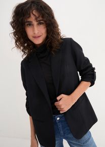 bonprix Oversize Blazer, schwarz, Gr.44, Klassicher Stretch-Blazer mit Innenfutter, &Auml;rmel mit Turn-Up-Funktion