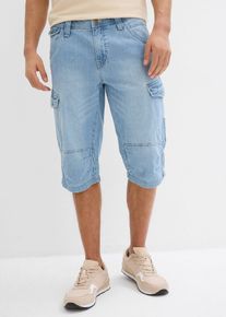 bonprix Leichte Jeans-Long-Cargobermuda Relaxed Fit, blau, Gr.58, Modische Jeans-Long-Cargobermuda aus leichtem Denim mit Ziern&auml;hten, aus 100% Baumwolle