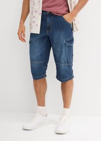 bonprix Leichte Jeans-Long-Cargobermuda Relaxed Fit, blau, Gr.50, Modische Jeans-Long-Cargobermuda aus leichtem Denim mit Ziern&auml;hten, aus 100% Baumwolle