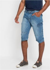bonprix Leichte Jeans-Long-Cargobermuda Relaxed Fit, blau, Gr.54, Modische Jeans-Long-Cargobermuda aus leichtem Denim mit Ziern&auml;hten, aus 100% Baumwolle