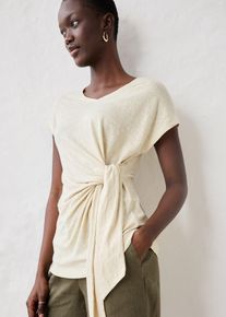 bonprix Wickelshirt aus reinem Leinen, beige, Gr.44/46 (L), attraktives Leinenshirt vorne zum binden, aus Leinen