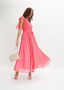 bonprix Chiffonkleid mit Schleifendetails, pink, Gr.40, Modisches Chiffonkleid mit Schleifen-Details an den Schultern und Bindeband in der Taille