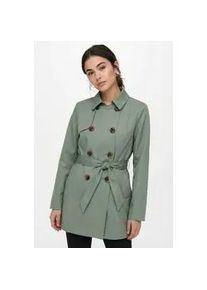 Trenchcoat Only "ONLVALERIE TRENCHCOAT OTW NOOS", Damen, Gr. M, laurel wreath, Web, Obermaterial: 100% Polyester, unifarben, figurumspielend ca. Mitte Oberschenkel, M&auml;ntel