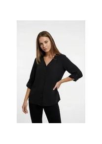 Shirtbluse Only "ONLJANA METTE V-NECK LS SHIRT NOOS WVN", Damen, Gr. S, schwarz, Web, Obermaterial: 100% Polyester, unifarben, regular fit normal, V-Ausschnitt, mit Aufschlag, Blusen