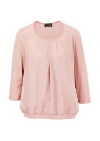 Kurzarmbluse GOLDNER "Chiffon-Shirt mit 3/4-Arm, Rundhals", Damen, Gr. 50, orange (melba), Obermaterial: 95% Viskose CV. 5% Elasthan EL., Casual, Sonstiges, Blusen, keine/nicht relevant