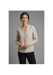 Langarmbluse Freequent "FQLAVA-SHIRT", Damen, Gr. M, beige (sand melange), Web, Obermaterial: 55% Leinen, 45% Viskose, meliert, unifarben, bequem h&uuml;ftbedeckend, V-Ausschnitt, Manschette, Blusen, Leinenmix, mit V-Ausschnitt geschlitzt