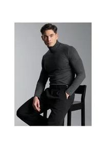 Rollkragenshirt TRIGEMA "TRIGEMA Rollkragenshirt", Herren, Gr. M, grau (anthrazit, melange), Feinstrick, 95% Baumwolle, 5% Elastan, Basic, normal, ohne Ausschnitt, Shirts
