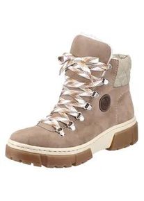 Winterboots Rieker, Damen, Gr. 36, beige, Lederimitat, Textil, Schuhe Winterboots, Winterstiefelette, Schn&uuml;rboots, Plateau, mit Warmfutter-Ausstattung