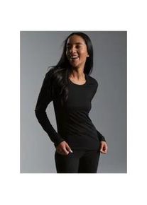Longsleeve TRIGEMA "TRIGEMA Sportshirt aus Merinowolle", Damen, Gr. XL, schwarz, Stoff, 80% Wolle (Merinowolle), 20% Polyamid, normal, Rundhals, Shirts