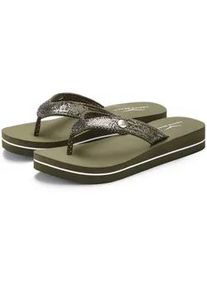 Badezehentrenner Venice Beach "Sandale, Badeschuh, Badelatsche, Flip Flop, Badeschlappe, Pantolette", Damen, Gr. 42, gr&uuml;n (olivgr&uuml;n), Obermaterial: 100% Textilmaterial. Decksohle: 100% Synthetik. Futter: 100% Textilmaterial. Laufsohle: 100% Synthetik, Glitzer, unifarben, Schuhe, Zehentrenner mit wasserabweisender und leichter Sohle VEGAN