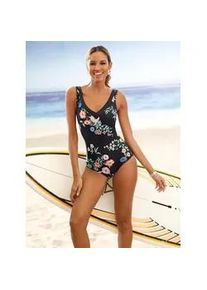 Badeanzug feel good, Damen, Gr. 40, Cup C, schwarz (schwarz, bedruckt), Elasthan, Polyamid, Badeanz&uuml;ge Badeanzug