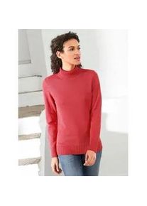 Rollkragenpullover Casual Looks "Pullover", Damen, Gr. 46, rot (korallenrot), 50% Baumwolle, 50% Polyacryl, meliert, unifarben, figurumspielend, Pullover Rollkragenpullover