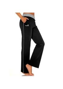 Relaxhose Kangaroos, Damen, Gr. 44/46, N-Gr, schwarz-wei&szlig; (schwarz, wei&szlig;, wei&szlig;), Sweatware, Obermaterial: 60% Baumwolle, 40% Polyester, unifarben, Basic, bequem lang, Hosen Relaxhose, mit breitem Bund, Loungewear, Loungeanzug, Topseller