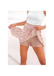 Hosenrock Vivance, Damen, Gr. 38, bunt (mauve, creme, bedruckt), Jersey, Obermaterial: 95% Viskose, 5% Elasthan, bedruckt, gebl&uuml;mt, figurumspielend kurz, R&ouml;cke Volantrock Skort, mit Blumendruck, Skort, Rock inklusive Hose, bequemer Bund