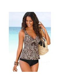 B&uuml;gel-Tankini Lascana, Damen, Gr. 36, Cup B, braun (braun, bedruckt), Polyamid, Bikini-Sets