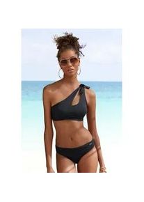 Bustier-Bikini Bruno Banani, Damen, Gr. 42, Cup C/D, schwarz, Recycling-Polyamid, unifarben, Bikini-Sets, mit asymmetrischem Schnitt