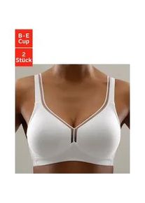 T-Shirt-BH Petite Fleur, Damen, Gr. 100, Cup B, wei&szlig; (2xwei&szlig;), Jersey, Obermaterial: 93% Baumwolle, 7% Elasthan, BHs T-Shirt-BH, ohne B&uuml;gel aus Baumwolle, Basic Dessous, Topseller