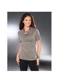 Wasserfallshirt Inspirationen "Shirt", Damen, Gr. 36, grau (taupe), 95% Viskose, 5% Elasthan, unifarben, Wasserfallausschnitt, Shirts