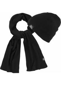 Strickm&uuml;tze Lonsdale "und Schal als Set LEAFIELD", Damen, schwarz, Strick, Kunstfaser, unifarben, M&uuml;tzen Strickm&uuml;tze, Set aus Schal undM&uuml;tze