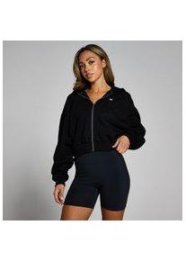 Myprotein MP Damen Basics Kapuzenpulli mit verk&uuml;rztem Schnitt und durchgehendem Rei&szlig;verschluss &ndash; Schwarz - L