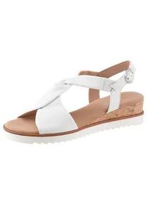 Sandalette Gabor "GENUA", Damen, Gr. 38, wei&szlig;, Kalbsleder, unifarben, Schuhe Sandalette, Keilabsatz, Sommerschuh, Riemchensandale in Komfortweite G (=weit)