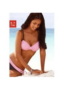 B&uuml;gel-Bikini-Top Buffalo "Florida", Damen, Gr. 40, Cup C, rosa (rosa, schwarz), Polyamid, kariert, kontrastfarbene Details, Bikini-Oberteile, verstellbare Doppeltr&auml;ger, seitlich zu raffen, Mix-Kini