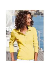 Langarm-Poloshirt Casual Looks "Poloshirt", Damen, Gr. 44, gelb, 100% Baumwolle, Webstoff:100% Baumwolle, unifarben, ohne Ausschnitt, Shirts