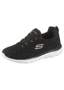 Slip-On Sneaker Skechers "Summits", Damen, Gr. 42, schwarz, Textil, Schuhe, Slipper, Freizeitschuh, Komfortschuh mit Memory Foam