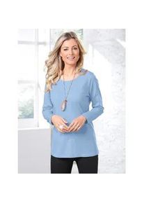 Langarmshirt Classic Basics "Shirt", Damen, Gr. 46, blau (hellblau), 100% Baumwolle, unifarben, Rundhals, Shirts Langarmshirt