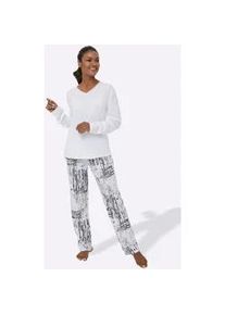 w&auml;schepur Schlafanzug W&Auml;SCHEPUR, Damen, Gr. 44/46, schwarz-wei&szlig; (wei&szlig;, schwarz), 50% Baumwolle, 50% Modal, Homewear-Sets Schlafanzug