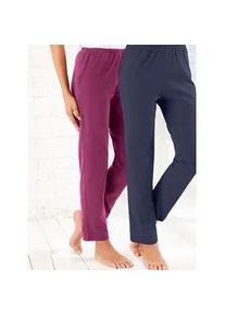 Homewearpants, Herren, Gr. 52, Normalgr&ouml;&szlig;en, bunt (beere, marine), 100% Baumwolle, Doppelpack-Farbe grau-meliert:15% Viskose, 85% Baumwolle, unifarben, lang, Hosen
