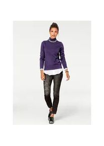 Rollkragenpullover Heine "Rollkragen-Pullover", Damen, Gr. 46, lila (pflaume), 100% Baumwolle, unifarben, Pullover Rollkragenpullover