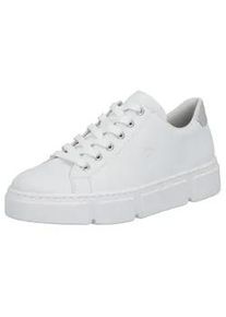 Plateausneaker Rieker, Damen, Gr. 40, wei&szlig;, Lederimitat, Schuhe Plateausneaker, in monochromer Optik, Freizeitschuh, Halbschuh, Schn&uuml;rschuh