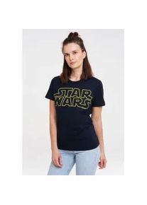 T-Shirt logoshirt "Star Wars Logo", Damen, Gr. XS, blau (dunkelblau), 100% Baumwolle, unifarben, normal, Rundhals, Shirts T-Shirt, mit lizenziertem Print