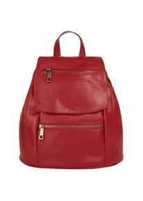 Cityrucksack Samantha Look, Damen, Gr. B/H/T: 24cm x 27cm x 11cm, onesize, rot, Leder, Rindsleder, beschichtet, leicht gl&auml;nzend, Rucks&auml;cke Cityrucksack, echt Leder, Made in Italy