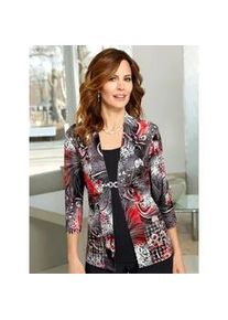 2-in-1-Shirt Lady "Shirt", Damen, Gr. 46, rot (rot, gemustert), 95% Polyester, 5% Elasthan, gebl&uuml;mt, gemustert, mehrfarbig, Rundhals, Shirts 2-in-1 Shirt