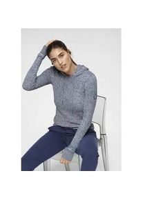 Kapuzenpullover Kangaroos, Damen, Gr. 40/42, wei&szlig; (blau, wei&szlig;, meliert), Rippstrick, Obermaterial: 50% Baumwolle, 50% Polyacryl, kontrastfarbene Details, meliert, figurbetont h&uuml;ftbedeckend, Rippb&uuml;ndchen mit Daumenl&ouml;chern, Pullover Kapuzenpullover, im feinen Zopf-Strick-Design