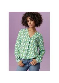 Schlupfbluse Aniston CASUAL, Damen, Gr. 44, bunt (wollwei&szlig;, apfelgr&uuml;n, t&uuml;rkis), Web, Obermaterial: 100% Viskose, bedruckt, gemustert, l&auml;ssig geschnitten Po-bedeckend, V-Ausschnitt, 1-Knopf-Manschette, Blusen Schlupfbluse, mit extravagantem, graphischem Druck, Topseller