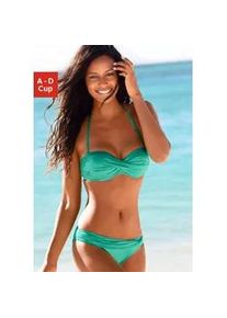 B&uuml;gel-Bandeau-Bikini Lascana, Damen, Gr. 38, Cup D, gr&uuml;n (mint), Polyamid, gl&auml;nzend, unifarben, Bikini-Sets, mit verschiedenen Tr&auml;gervarianten