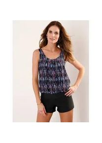 Tankini-Top, Damen, Gr. 42, Cup D, blau (blau, gemustert), Elasthan, Polyamid, Bikini-Oberteile