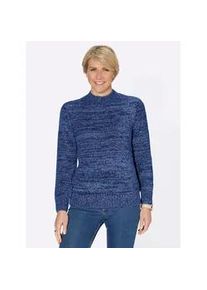 Stehkragenpullover Classic Basics "Pullover", Damen, Gr. 44, blau (nachtblau, meliert), 91% Polyacryl, 9% Polyester, meliert, unifarben, Pullover Stehkragenpullover