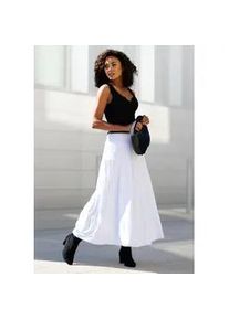 Beach Time Maxirock BEACHTIME, Damen, Gr. 44/46, wei&szlig;, Jersey, Obermaterial: 95% Viskose, 5% Elasthan, unifarben, figurumspielend bodenlang, R&ouml;cke Volantrock, mit Volants, elastischer Jerseyrock, Strandrock